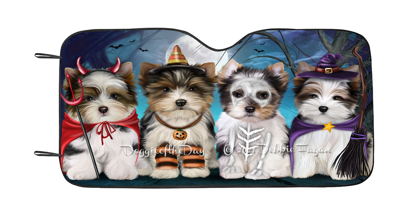 Happy Halloween Trick or Treat Biewer Dogs Car Sun Shade Cover Curtain