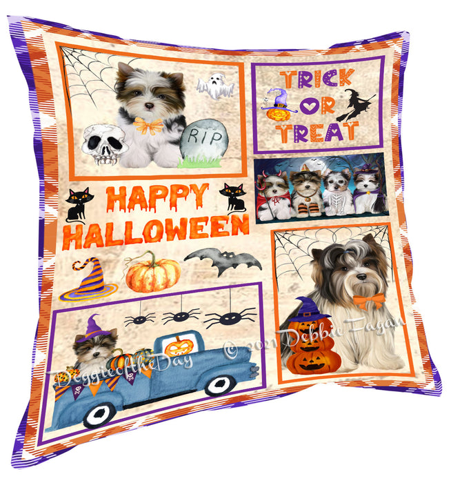 Happy Halloween Trick or Treat Biewer Dogs Pillow with Top Quality High-Resolution Images - Ultra Soft Pet Pillows for Sleeping - Reversible & Comfort - Ideal Gift for Dog Lover - Cushion for Sofa Couch Bed - 100% Polyester, PILA88177
