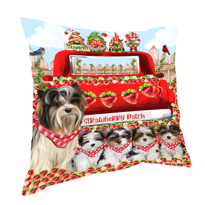 Biewer Terrier Throw Pillow: Explore a Variety of Designs, Custom, Cushion Pillows for Sofa Couch Bed, Personalized, Dog Lover's Gifts