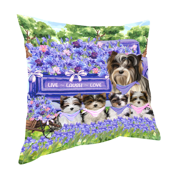 Biewer Terrier Pillow: Cushion for Sofa Couch Bed Throw Pillows, Personalized, Explore a Variety of Designs, Custom, Pet and Dog Lovers Gift