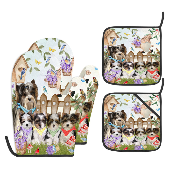 Biewer Terrier Oven Mitts and Pot Holder Set: Kitchen Gloves for Cooking with Potholders, Custom, Personalized, Explore a Variety of Designs, Dog Lovers Gift