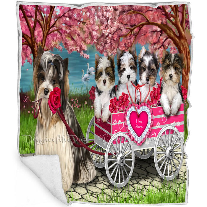 I Love Biewer Terriers Dog Cat in a Cart Blanket BLNKT82047