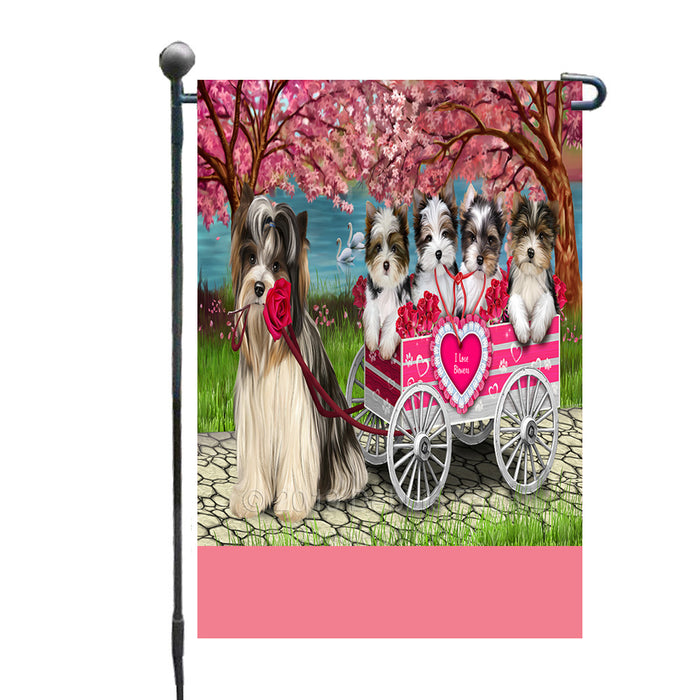 Personalized I Love Biewer Terrier Dogs in a Cart Custom Garden Flags GFLG-DOTD-A62133