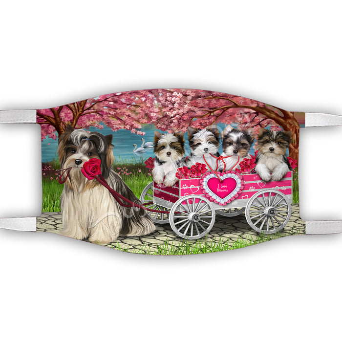 I Love Biewer Dogs in a Cart Face Mask FM48122