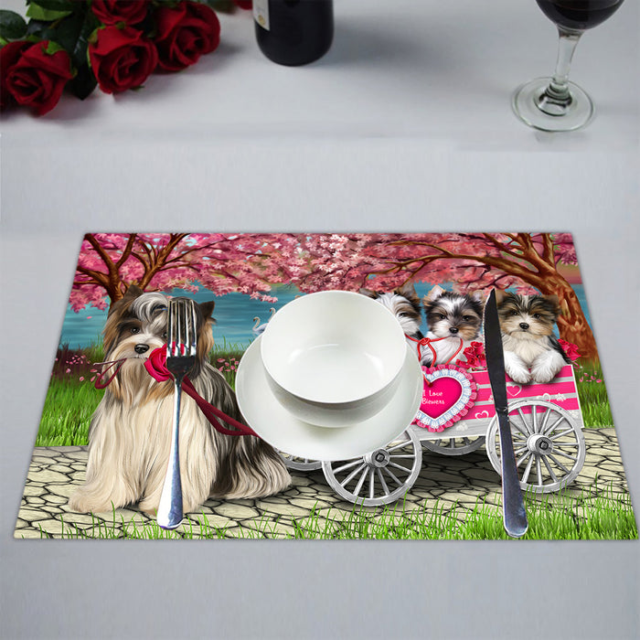 I Love Biewer Dogs in a Cart Placemat