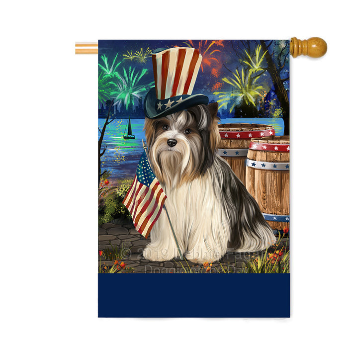 Personalized 4th of July Firework Biewer Terrier Dog Custom House Flag FLG-DOTD-A57846