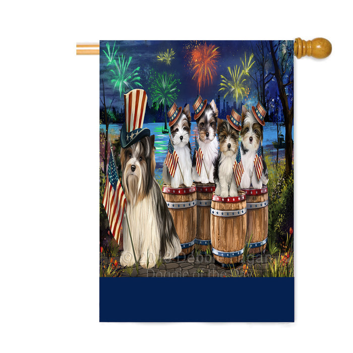 Personalized 4th of July Firework Biewer Terrier Dogs Custom House Flag FLG-DOTD-A57847