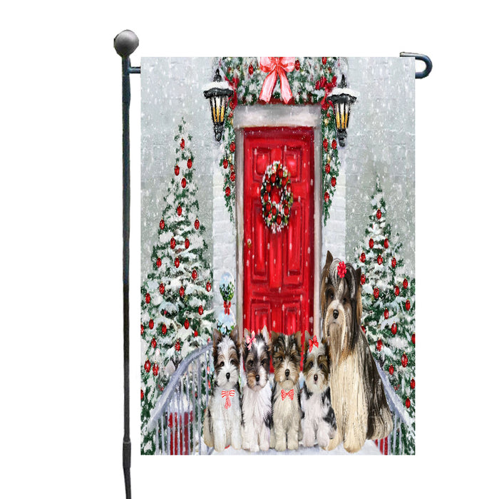 Christmas Holiday Welcome Biewer Dogs Garden Flags- Outdoor Double Sided Garden Yard Porch Lawn Spring Decorative Vertical Home Flags 12 1/2"w x 18"h