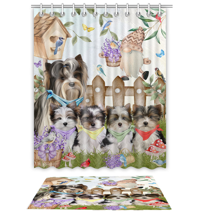 Biewer Terrier Shower Curtain & Bath Mat Set - Explore a Variety of Custom Designs - Personalized Curtains with hooks and Rug for Bathroom Decor - Dog Gift for Pet Lovers