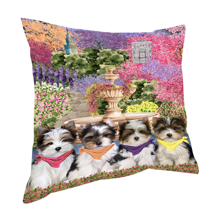 Biewer Terrier Throw Pillow, Explore a Variety of Custom Designs, Personalized, Cushion for Sofa Couch Bed Pillows, Pet Gift for Dog Lovers