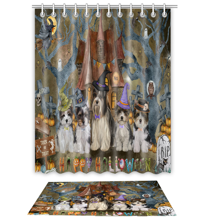 Biewer Terrier Shower Curtain & Bath Mat Set - Explore a Variety of Custom Designs - Personalized Curtains with hooks and Rug for Bathroom Decor - Dog Gift for Pet Lovers