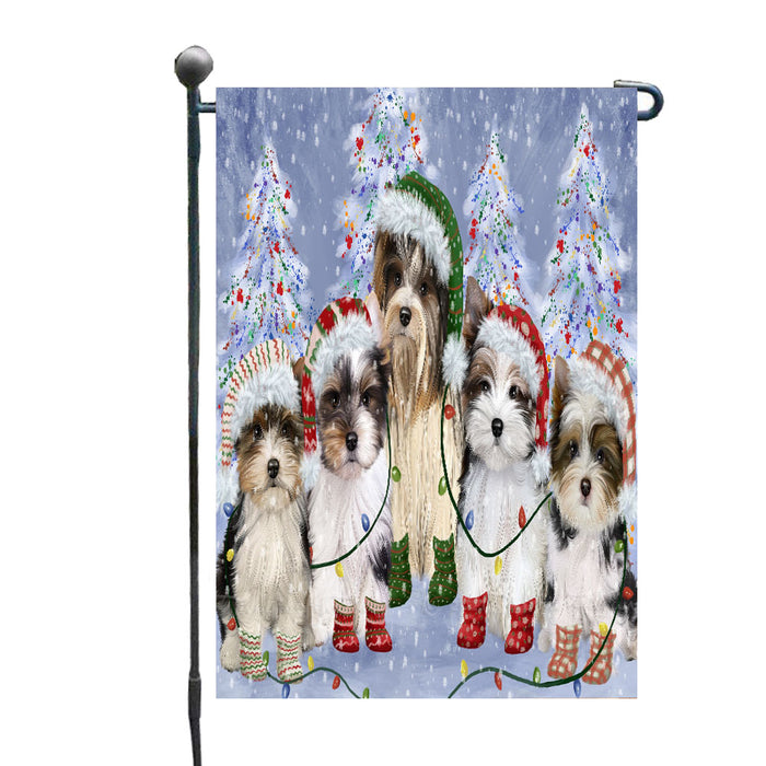 Christmas Lights and Biewer Dogs Garden Flags- Outdoor Double Sided Garden Yard Porch Lawn Spring Decorative Vertical Home Flags 12 1/2"w x 18"h