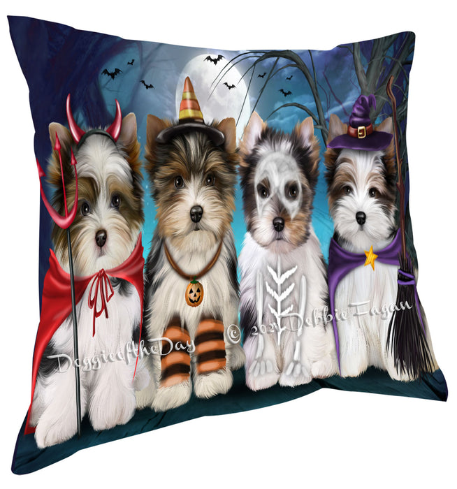 Happy Halloween Trick or Treat Biewer Dogs Pillow with Top Quality High-Resolution Images - Ultra Soft Pet Pillows for Sleeping - Reversible & Comfort - Ideal Gift for Dog Lover - Cushion for Sofa Couch Bed - 100% Polyester, PILA88474
