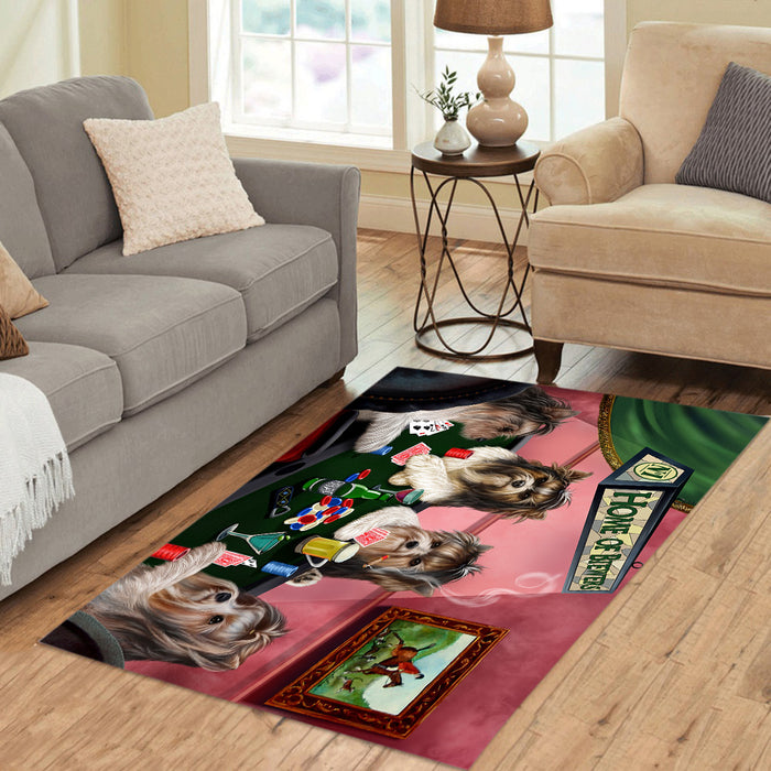 Home of  Biewer Dogs Playing Poker Area Rug