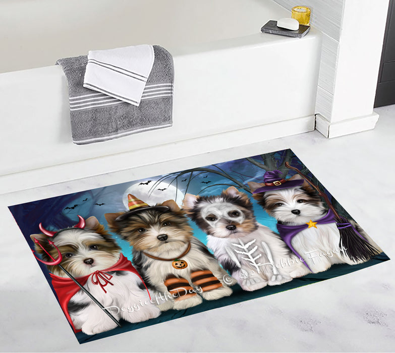 Happy Halloween Trick or Treat Biewer Dogs Bathroom Rugs with Non Slip Soft Bath Mat for Tub BRUG54904