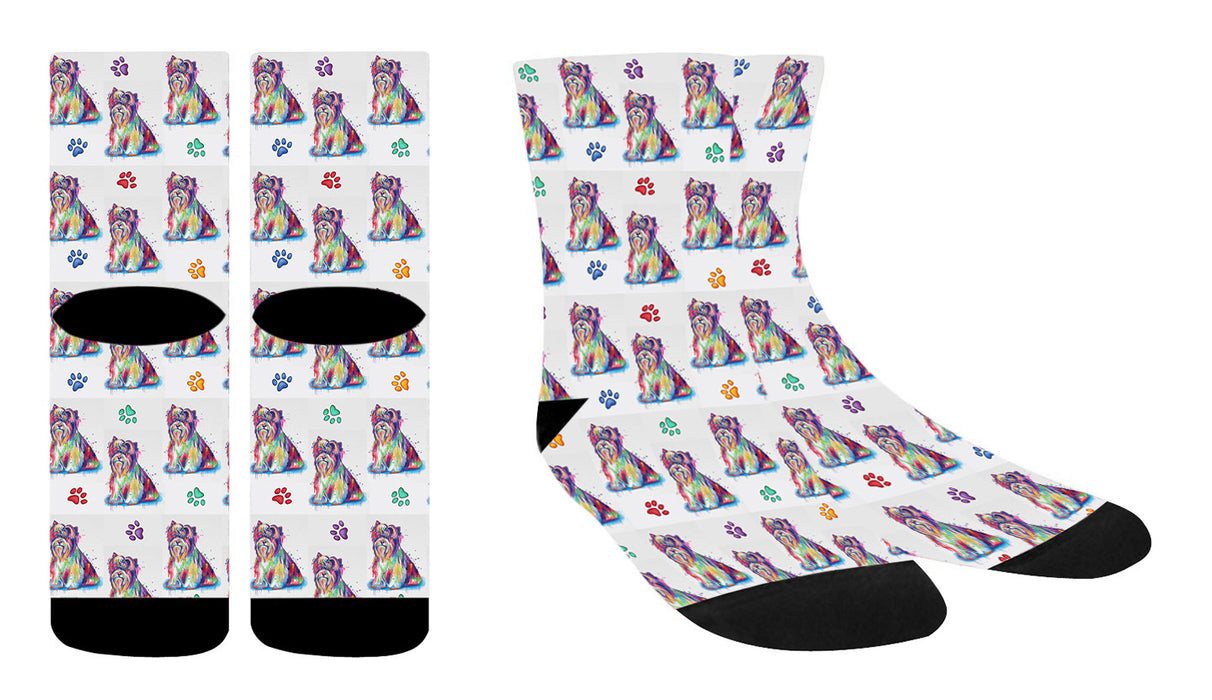 Watercolor Biewer Dogs Women's Socks