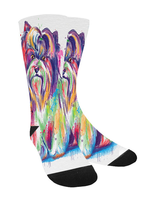 Watercolor Biewer Dog Women's Casual Socks