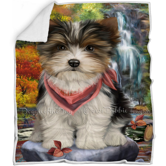 Scenic Waterfall Biewer Terrier Dog Blanket BLNKT67476