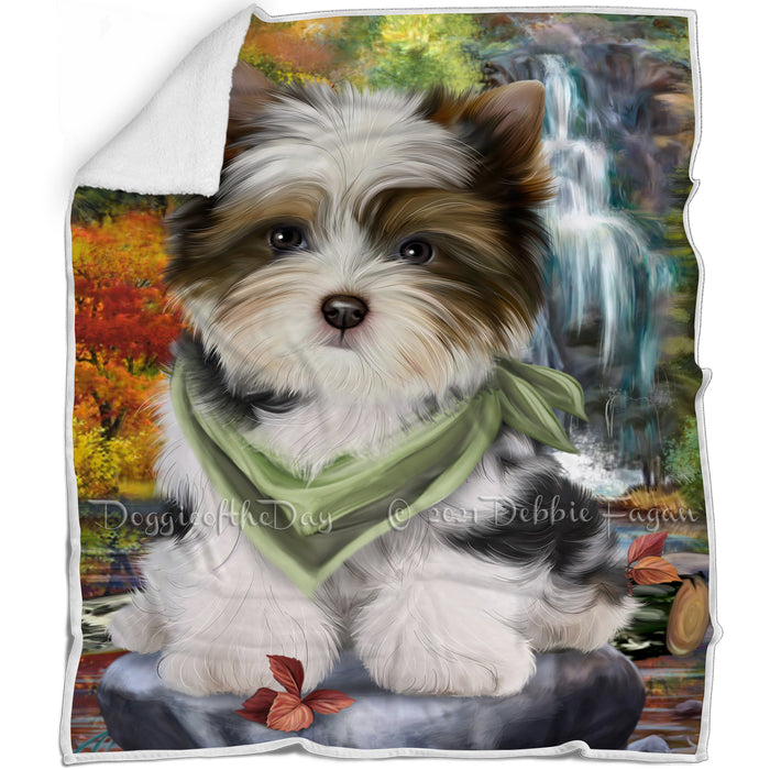 Scenic Waterfall Biewer Terrier Dog Blanket BLNKT67494