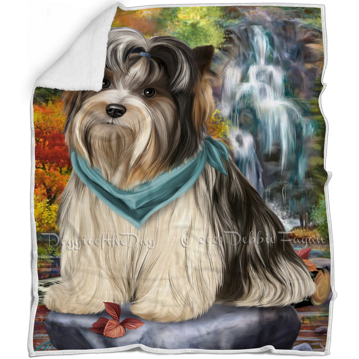 Scenic Waterfall Biewer Terrier Dog Blanket BLNKT67503