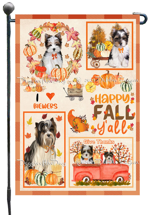 Happy Fall Y'all Pumpkin Biewer Dogs Garden Flags- Outdoor Double Sided Garden Yard Porch Lawn Spring Decorative Vertical Home Flags 12 1/2"w x 18"h