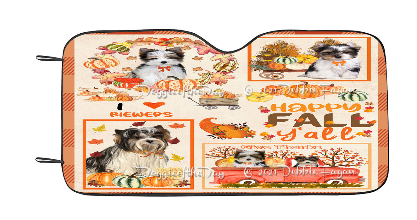 Happy Fall Y'all Pumpkin Biewer Dogs Car Sun Shade Cover Curtain