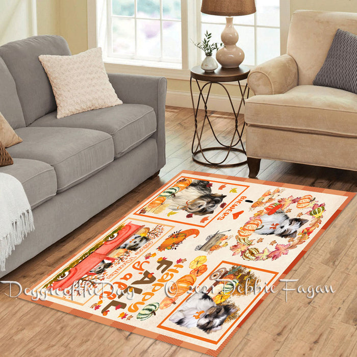 Happy Fall Y'all Pumpkin Biewer Dogs Polyester Living Room Carpet Area Rug ARUG66670