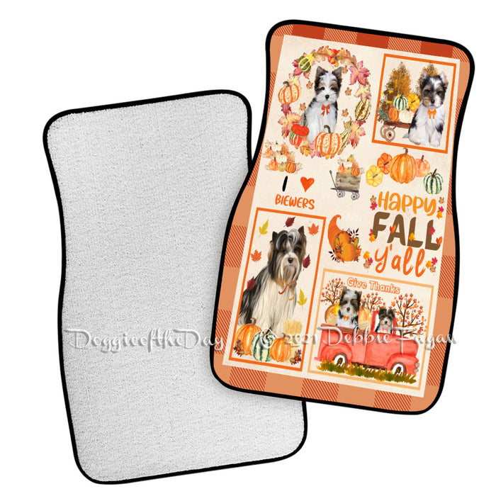 Happy Fall Y'all Pumpkin Biewer Dogs Polyester Anti-Slip Vehicle Carpet Car Floor Mats CFM49120