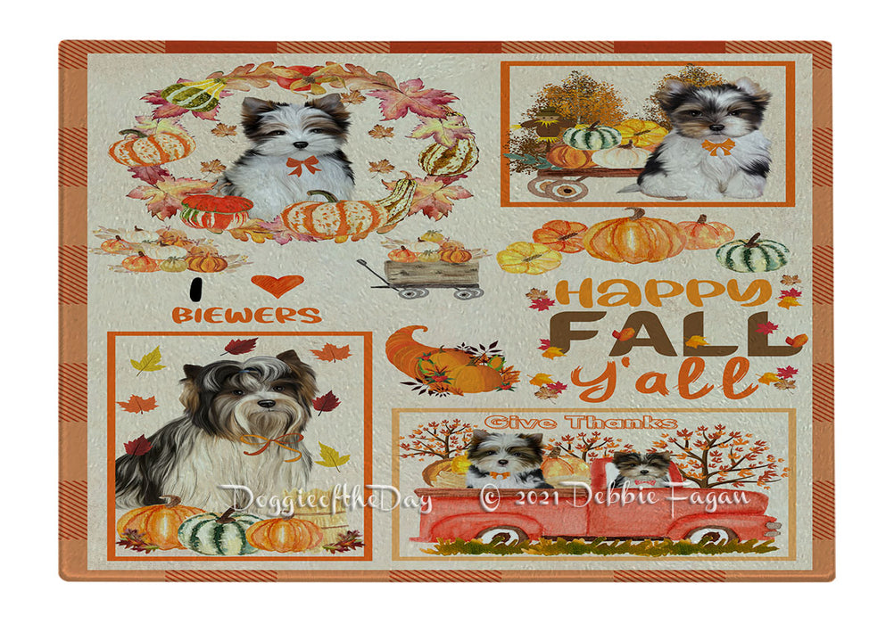 Happy Fall Y'all Pumpkin Biewer Dogs Cutting Board - Easy Grip Non-Slip Dishwasher Safe Chopping Board Vegetables C79807