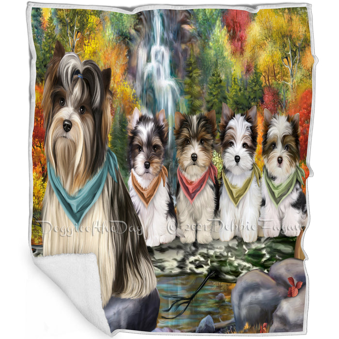 Scenic Waterfall Biewer Terriers Dog Blanket BLNKT67458