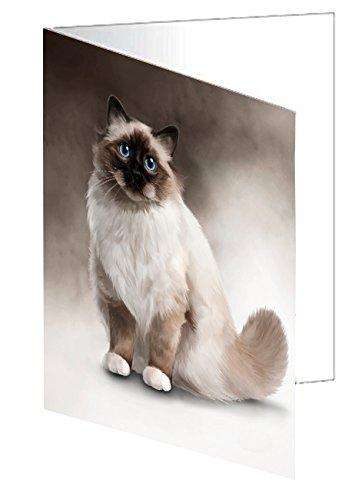 Birman Cat Handmade Artwork Assorted Pets Greeting Cards and Note Cards with Envelopes for All Occasions and Holiday Seasons D014