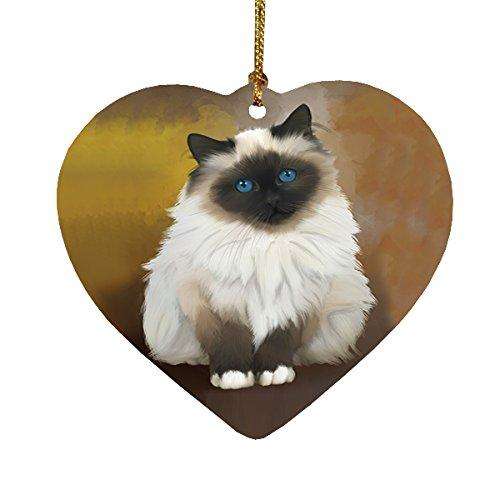 Birman Cat Heart Christmas Ornament