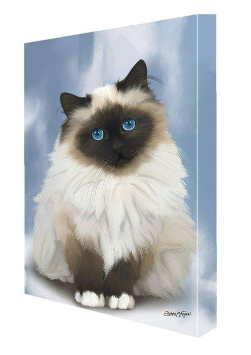 Birman Cat Painting Printed on Canvas Wall Art Signed
