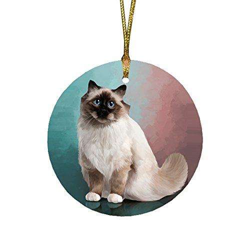 Birman Cat Round Christmas Ornament