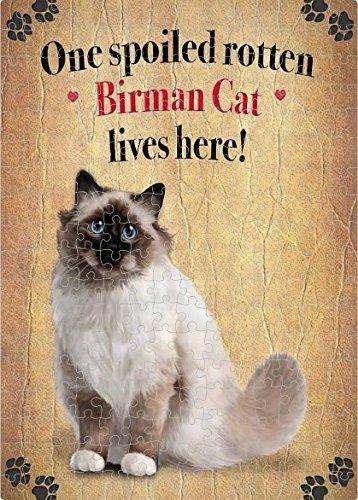 Birman Cat Spoiled Rotten Cat Puzzle with Photo Tin