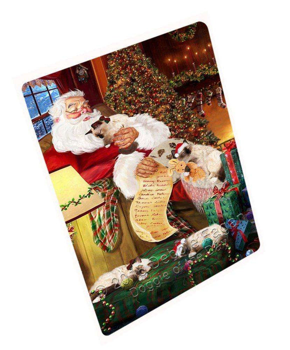 Birman Cats and Kittens Sleeping with Santa Tempered Cutting Board