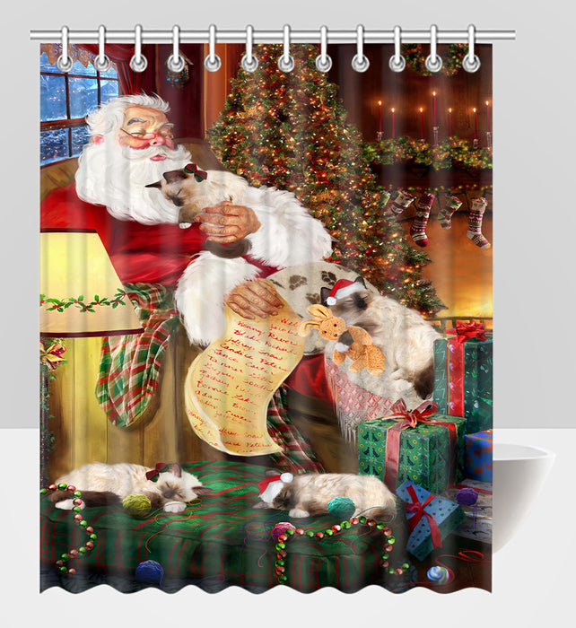 Santa Sleeping with Birman Cats Shower Curtain