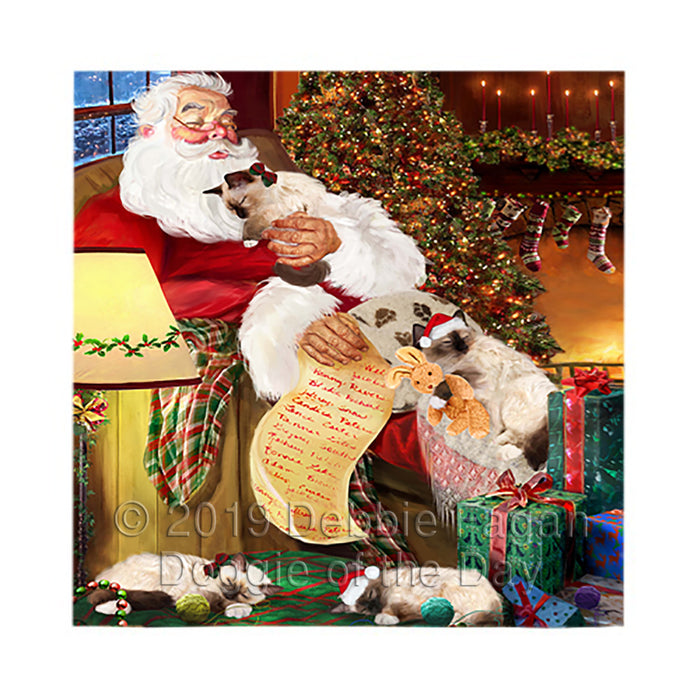 Santa Sleeping with Birman Cats Square Towel 