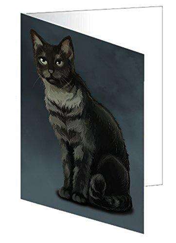 Black And Silver Tabby Cat Handmade Artwork Assorted Pets Greeting Cards and Note Cards with Envelopes for All Occasions and Holiday Seasons