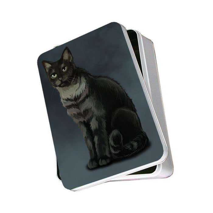 Black And Silver Tabby Cat Photo Storage Tin