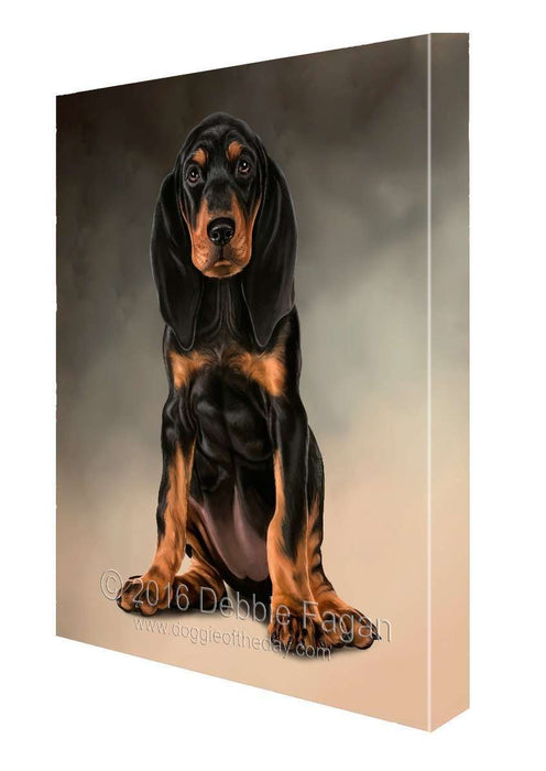 Black and Tan Coonhound Dog Art Portrait Print Canvas