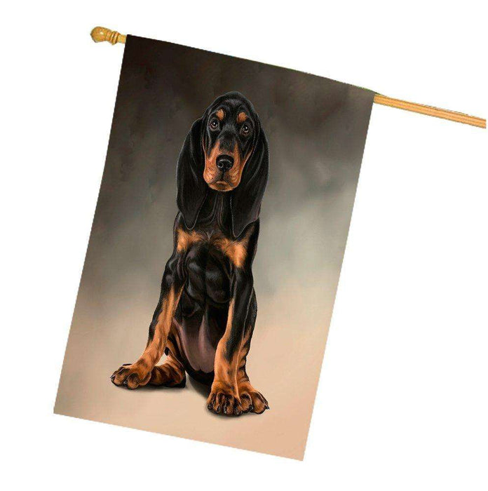 Black And Tan Coonhound Dog House Flag