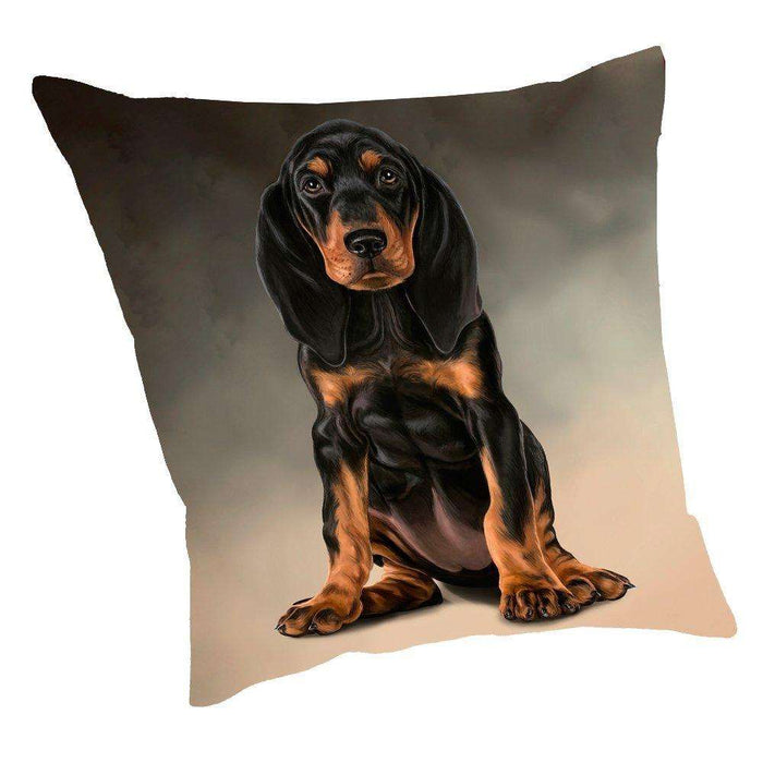 Black And Tan Coonhound Dog Throw Pillow D006