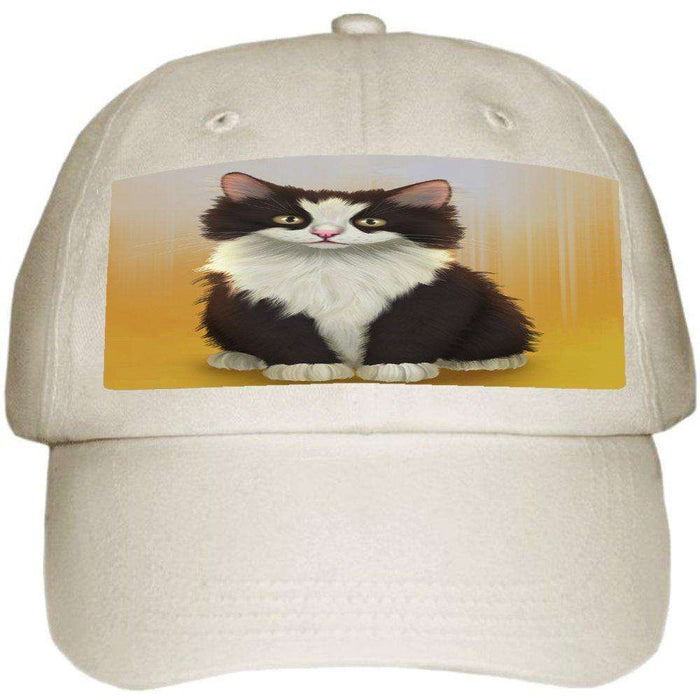 Black And White Cat Ball Hat Cap Off White