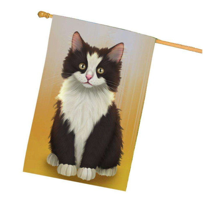 Black And White Cat House Flag