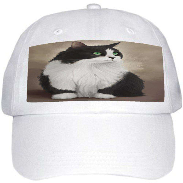 Black And White Persian Cat Ball Hat Cap Off White