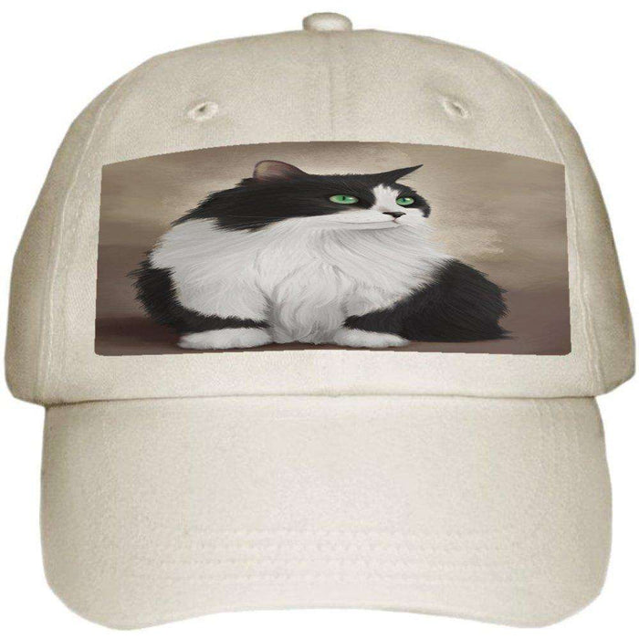 Black And White Persian Cat Ball Hat Cap Off White