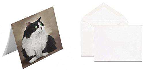 Black And White Persian Cat Handmade Artwork Assorted Pets Greeting Cards and Note Cards with Envelopes for All Occasions and Holiday Seasons