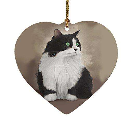 Black And White Persian Cat Heart Christmas Ornament