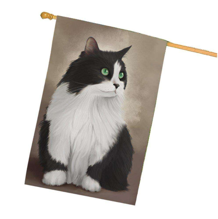 Black And White Persian Cat House Flag